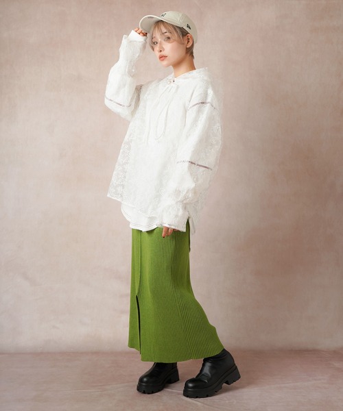 Lull(ルル)の「【Lull / ルル】パールボタンレースパーカー(パーカー・レディース・ホワイト/イエロー/ブルー/ピンク・ONESIZE)」の10枚目の写真