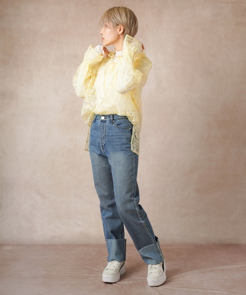 Lull(ルル)の「【Lull / ルル】パールボタンレースパーカー(パーカー・レディース・ホワイト/イエロー/ブルー/ピンク・ONESIZE)」の11枚目の写真