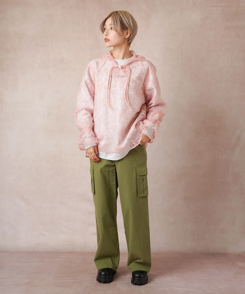 Lull(ルル)の「【Lull / ルル】パールボタンレースパーカー(パーカー・レディース・ホワイト/イエロー/ブルー/ピンク・ONESIZE)」の12枚目の写真