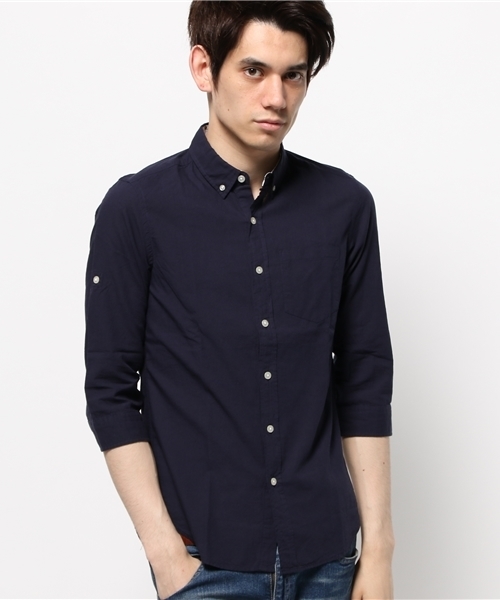 OUTLET（アウトレット）の「【CIAOPANIC TYPY】綿麻シャンブレー7分袖シャツ（シャツ/ブラウス・メンズ・ブルー/ネイビー/ホワイト・SMALL/MEDIUM）」の3枚目の写真