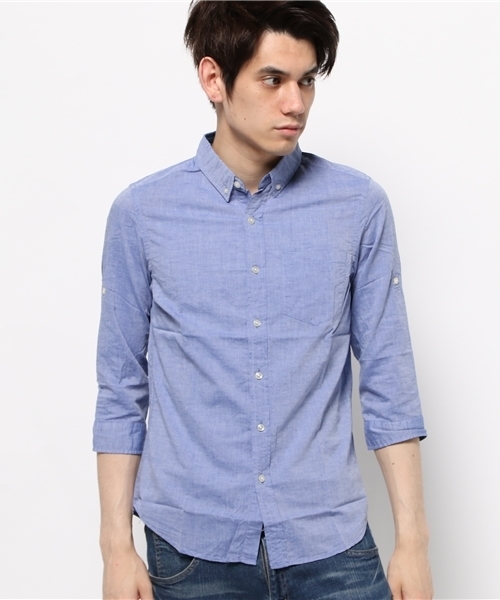 OUTLET（アウトレット）の「【CIAOPANIC TYPY】綿麻シャンブレー7分袖シャツ（シャツ/ブラウス・メンズ・ブルー/ネイビー/ホワイト・SMALL/MEDIUM）」の11枚目の写真