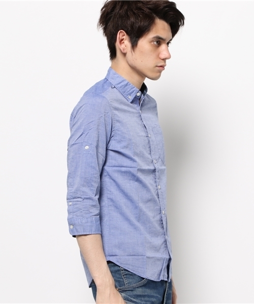 OUTLET（アウトレット）の「【CIAOPANIC TYPY】綿麻シャンブレー7分袖シャツ（シャツ/ブラウス・メンズ・ブルー/ネイビー/ホワイト・SMALL/MEDIUM）」の12枚目の写真