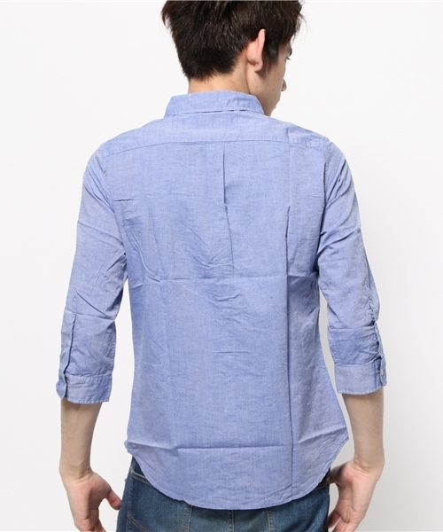 OUTLET（アウトレット）の「【CIAOPANIC TYPY】綿麻シャンブレー7分袖シャツ（シャツ/ブラウス・メンズ・ブルー/ネイビー/ホワイト・SMALL/MEDIUM）」の13枚目の写真