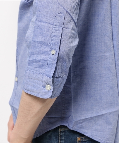 OUTLET（アウトレット）の「【CIAOPANIC TYPY】綿麻シャンブレー7分袖シャツ（シャツ/ブラウス・メンズ・ブルー/ネイビー/ホワイト・SMALL/MEDIUM）」の15枚目の写真