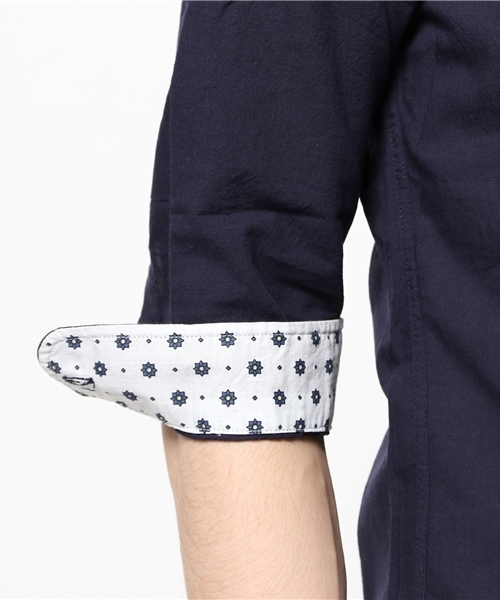 OUTLET（アウトレット）の「【CIAOPANIC TYPY】綿麻シャンブレー7分袖シャツ（シャツ/ブラウス・メンズ・ブルー/ネイビー/ホワイト・SMALL/MEDIUM）」の10枚目の写真