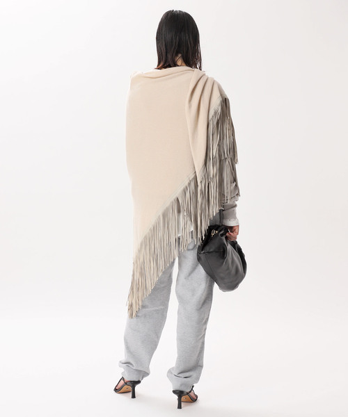 AP STUDIO（エーピーストゥディオ）の「*【MIXIK】カシミヤフリンジストール（ストール/ショール・レディース・アイボリー・FREE）」の3枚目の写真