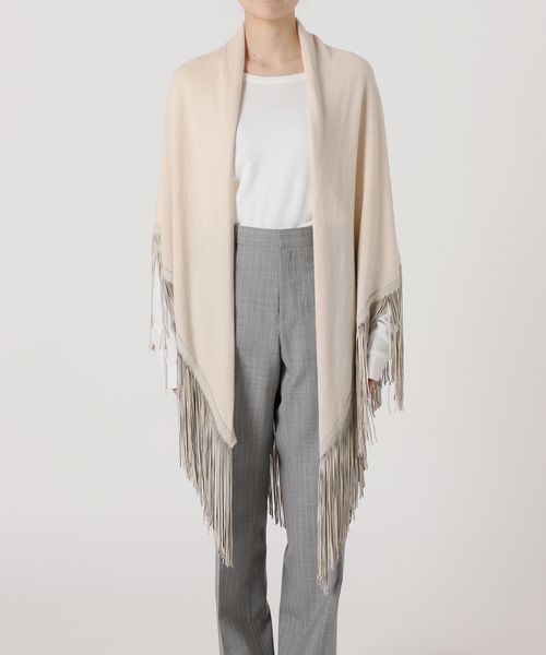 AP STUDIO（エーピーストゥディオ）の「*【MIXIK】カシミヤフリンジストール（ストール/ショール・レディース・アイボリー・FREE）」の4枚目の写真
