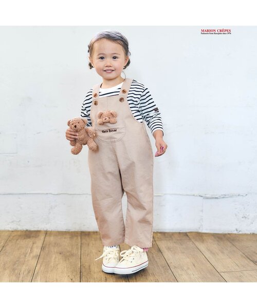 apres les cours(アプレレクール)の「tiny bear モチーフ付きサロペット(サロペット/オーバーオール・キッズ・ベージュ・90/100/110)」の10枚目の写真