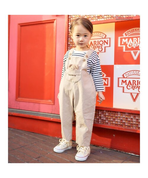 apres les cours(アプレレクール)の「tiny bear モチーフ付きサロペット(サロペット/オーバーオール・キッズ・ベージュ・90/100/110)」の11枚目の写真