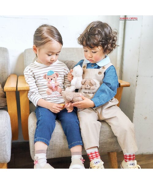 apres les cours(アプレレクール)の「tiny bear モチーフ付きサロペット(サロペット/オーバーオール・キッズ・ベージュ・90/100/110)」の13枚目の写真
