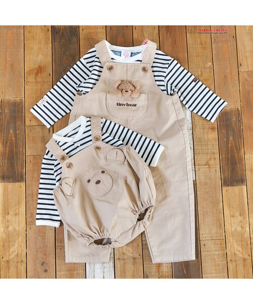 apres les cours(アプレレクール)の「tiny bear モチーフ付きサロペット(サロペット/オーバーオール・キッズ・ベージュ・90/100/110)」の15枚目の写真