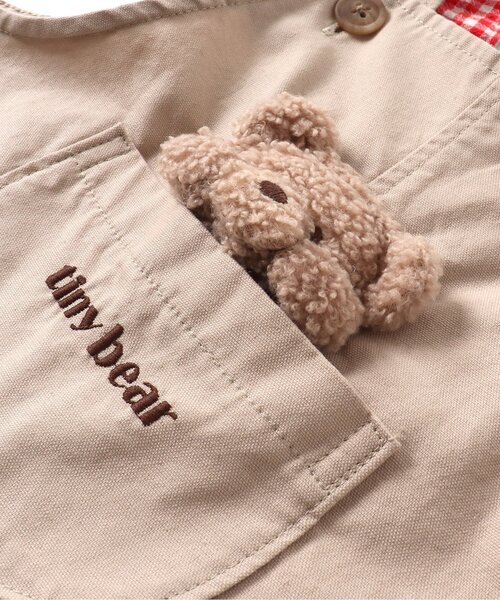 apres les cours(アプレレクール)の「tiny bear モチーフ付きサロペット(サロペット/オーバーオール・キッズ・ベージュ・90/100/110)」の2枚目の写真