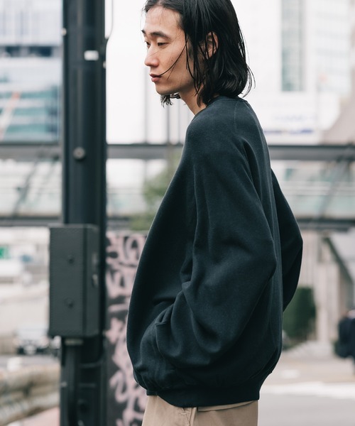 REMI RELIEF（レミレリーフ）の「REMI RELIEF/レミレリーフ ノンストレス綿アクリル裏毛クルー スウェット オーバーサイズ（スウェット・メンズ・ベージュ/オフホワイト/ブラック・XL/L/M）」の21枚目の写真