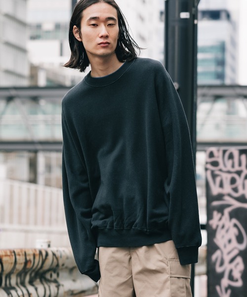 REMI RELIEF（レミレリーフ）の「REMI RELIEF/レミレリーフ ノンストレス綿アクリル裏毛クルー スウェット オーバーサイズ（スウェット・メンズ・ベージュ/オフホワイト/ブラック・XL/L/M）」の20枚目の写真