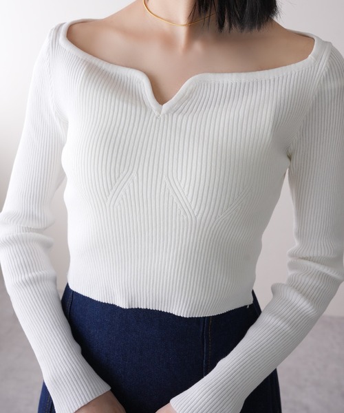 IAMUSE(アイアミューズ)の「デコルテラインキーネックトップス S0904【IAMUSE】(Tシャツ/カットソー・レディース・ブラック/ホワイト・FREE)」の20枚目の写真