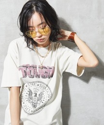 <大きいサイズ> ヴィンテージ風グラフィックプリントTシャツ GEVS.