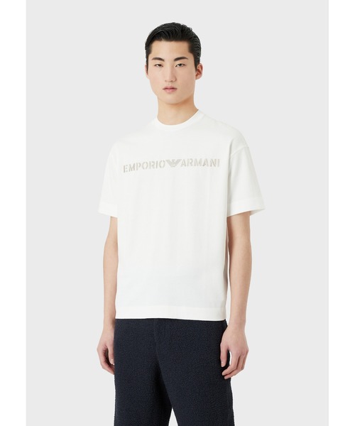 EMPORIO ARMANI（エンポリオアルマーニ）の「【エンポリオ アルマーニ】Tシャツ ヘビージャージー ステンシルフォント Emporio Armani刺繍（Tシャツ/カットソー・メンズ・スカイブルー/ブラック/ホワイト系その他/モスグリーン・LARGE/MEDIUM/X-LARGE/SMALL/XX-LARGE/X-SMALL）」の5枚目の写真