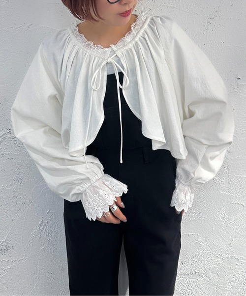 apres jour mignon(アプレジュールミニョン)の「レースボレロ【ZOZOTOWN限定アイテム】(シャツ/ブラウス・レディース・アイボリー/オフホワイト/ブラック・X-LARGE/フリー)」の5枚目の写真