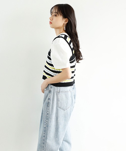 GeeRA（ジーラ）の「かぎ針編み風カラーニットビスチェ（ニット/セーター・レディース・アイボリー/ブラック・LARGE/MEDIUM）」の16枚目の写真
