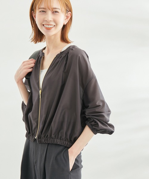 ROPE' PICNIC（ロペピクニック）の「UVケア・手洗いOK/ライトブルゾン（ブルゾン・レディース・ブラック/チャコールグレー/ライトグリーン/ベージュ・38）」の18枚目の写真