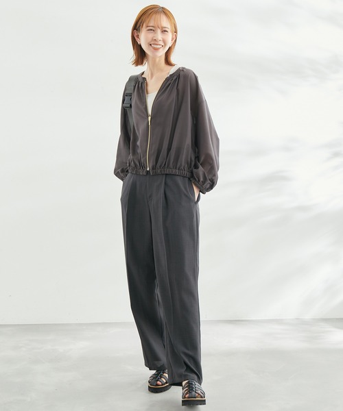 ROPE' PICNIC（ロペピクニック）の「UVケア・手洗いOK/ライトブルゾン（ブルゾン・レディース・ブラック/チャコールグレー/ライトグリーン/ベージュ・38）」の5枚目の写真