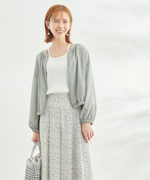 ROPE' PICNIC（ロペピクニック）の「UVケア・手洗いOK/ライトブルゾン（ブルゾン・レディース・ブラック/チャコールグレー/ライトグリーン/ベージュ・38）」の6枚目の写真