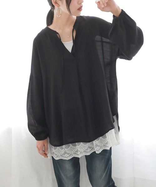 n'OrLABEL(ノアールレーベル)の「『ゆるひら涼スラブスキッパーパフ袖ブラウス』(シャツ/ブラウス・レディース・ミント/アイボリー/オレンジ/グレー/ブラック・FREE)」の2枚目の写真