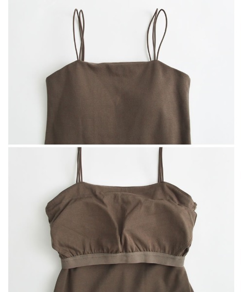 Re:EDIT（リエディ）の「[低身長サイズ有]カップ付きフライスキャミワンピース（ジャンパースカート・レディース・ブラック/ブラウン・LARGE/SHORT/MEDIUM）」の9枚目の写真