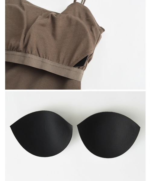 Re:EDIT（リエディ）の「[低身長サイズ有]カップ付きフライスキャミワンピース（ジャンパースカート・レディース・ブラック/ブラウン・LARGE/SHORT/MEDIUM）」の12枚目の写真