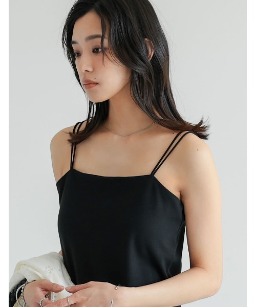 Re:EDIT（リエディ）の「[低身長サイズ有]カップ付きフライスキャミワンピース（ジャンパースカート・レディース・ブラック/ブラウン・LARGE/SHORT/MEDIUM）」の20枚目の写真