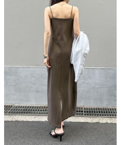 Re:EDIT（リエディ）の「[低身長サイズ有]カップ付きフライスキャミワンピース（ジャンパースカート・レディース・ブラック/ブラウン・LARGE/SHORT/MEDIUM）」の17枚目の写真