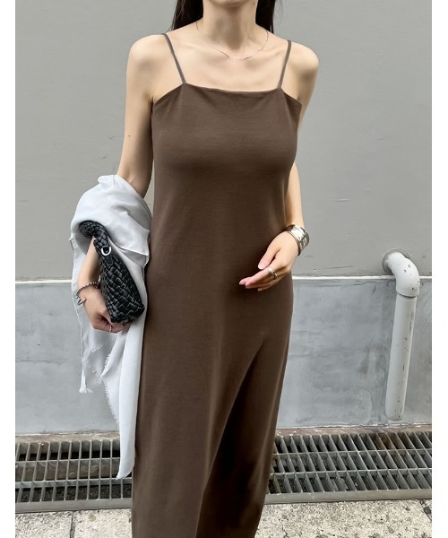 Re:EDIT（リエディ）の「[低身長サイズ有]カップ付きフライスキャミワンピース（ジャンパースカート・レディース・ブラック/ブラウン・LARGE/SHORT/MEDIUM）」の18枚目の写真