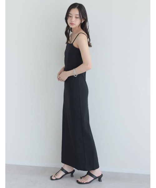 Re:EDIT（リエディ）の「[低身長サイズ有]カップ付きフライスキャミワンピース（ジャンパースカート・レディース・ブラック/ブラウン・LARGE/SHORT/MEDIUM）」の22枚目の写真