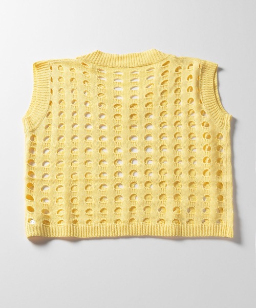 me+em select（ミームセレクト）の「※※カットアウトホールデザインショートニットベスト（ベスト・レディース・ブラック/ホワイト/イエロー・FREE）」の14枚目の写真