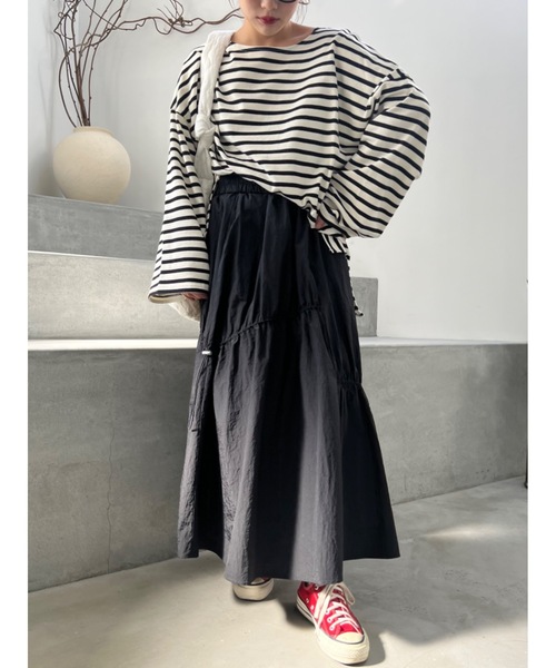 JUMELLE（ジュメロ）の「ワッシャードロストスカート（スカート・レディース・ブラック・MEDIUM）」の10枚目の写真