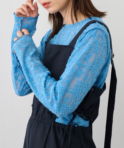 Kastane（カスタネ）の「パイルジャガード2WAYプルオーバー（Tシャツ/カットソー・レディース・オレンジ/アイボリー/ブラック/ブルー・FREE）」の3枚目の写真