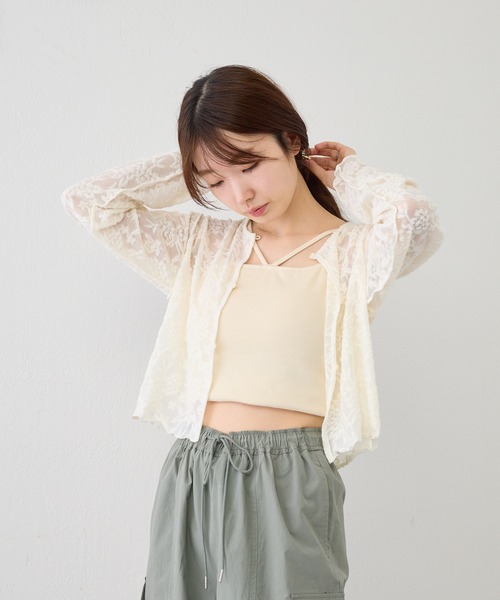 Kastane（カスタネ）の「パイルジャガード2WAYプルオーバー（Tシャツ/カットソー・レディース・オレンジ/アイボリー/ブラック/ブルー・FREE）」の8枚目の写真