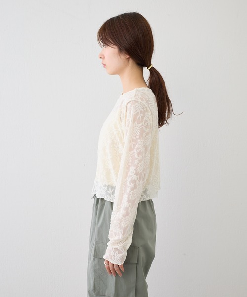 Kastane（カスタネ）の「パイルジャガード2WAYプルオーバー（Tシャツ/カットソー・レディース・オレンジ/アイボリー/ブラック/ブルー・FREE）」の11枚目の写真