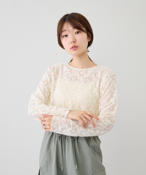 Kastane（カスタネ）の「パイルジャガード2WAYプルオーバー（Tシャツ/カットソー・レディース・オレンジ/アイボリー/ブラック/ブルー・FREE）」の5枚目の写真