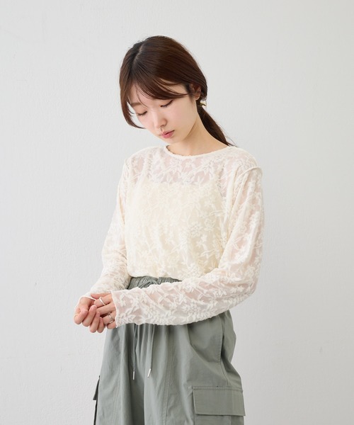 Kastane（カスタネ）の「パイルジャガード2WAYプルオーバー（Tシャツ/カットソー・レディース・オレンジ/アイボリー/ブラック/ブルー・FREE）」の6枚目の写真