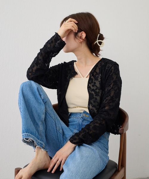 Kastane（カスタネ）の「パイルジャガード2WAYプルオーバー（Tシャツ/カットソー・レディース・オレンジ/アイボリー/ブラック/ブルー・FREE）」の21枚目の写真