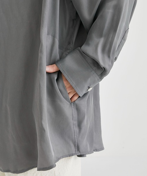 th products(ティーエイチプロダクト)の「【th products/ティーエイチプロダクト】Oversized Shirt/オーバーサイズシャツ(シャツ/ブラウス・メンズ・グレー/ブラック・1/2)」の10枚目の写真