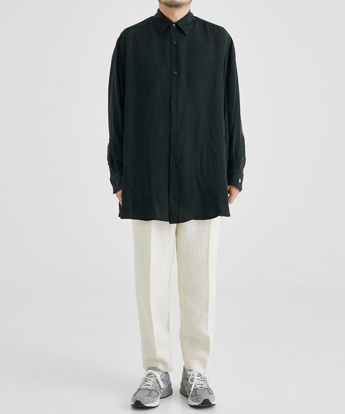 A15038 th products 21ssフォトプリントオーバーシャツ黒46 th products/ティーエイチプロダクト】Oversized Shirt/オーバー