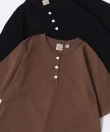 Goodwear/グッドウェア USAコットン 無地 ヘンリーネック 半袖Tシャツ/レディース メンズ