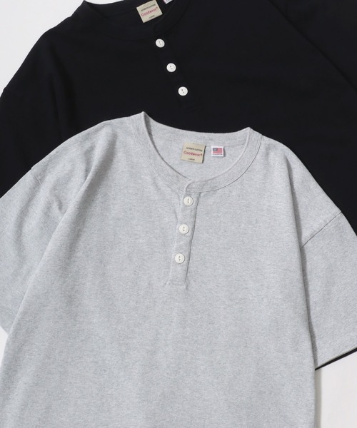 Goodwear(グッドウェア)の「Goodwear/グッドウェア USAコットン 無地 ヘンリーネック 半袖Tシャツ/レディース メンズ(Tシャツ/カットソー・メンズ・ホワイト/ブラック/ダークグリーン/ネイビー/カーキ/グレー/グレイッシュブルー/チャコール/チャコールグレー/グレイッシュベージュ/ライトピンク/ブラウン・M/L/XL)」の4枚目の写真