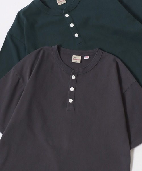 Goodwear(グッドウェア)の「Goodwear/グッドウェア USAコットン 無地 ヘンリーネック 半袖Tシャツ/レディース メンズ(Tシャツ/カットソー・メンズ・ホワイト/ブラック/ダークグリーン/ネイビー/カーキ/グレー/グレイッシュブルー/チャコール/チャコールグレー/グレイッシュベージュ/ライトピンク/ブラウン・M/L/XL)」の3枚目の写真