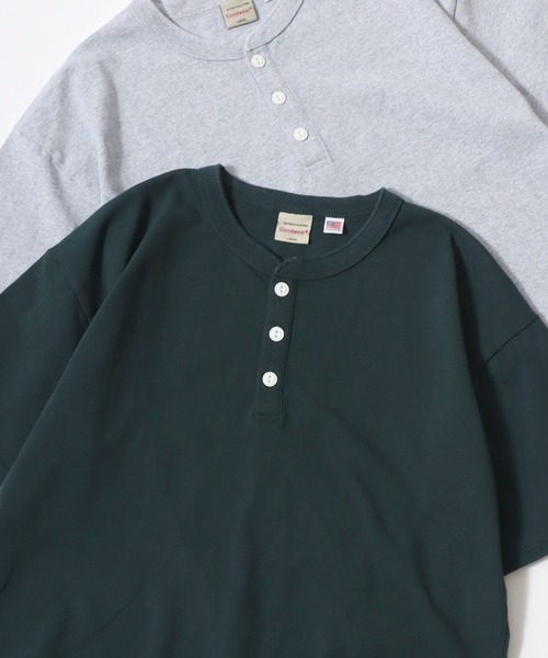 Goodwear(グッドウェア)の「Goodwear/グッドウェア USAコットン 無地 ヘンリーネック 半袖Tシャツ/レディース メンズ(Tシャツ/カットソー・メンズ・ホワイト/ブラック/ダークグリーン/ネイビー/カーキ/グレー/グレイッシュブルー/チャコール/チャコールグレー/グレイッシュベージュ/ライトピンク/ブラウン・M/L/XL)」の8枚目の写真