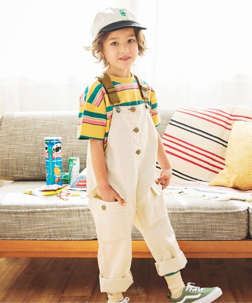 BREEZE（ブリーズ）の「カラーベルトサロペット（サロペット/オーバーオール・キッズ・キナリ/インディゴブルー/カーキ・100/90/130/120/110/80）」の4枚目の写真