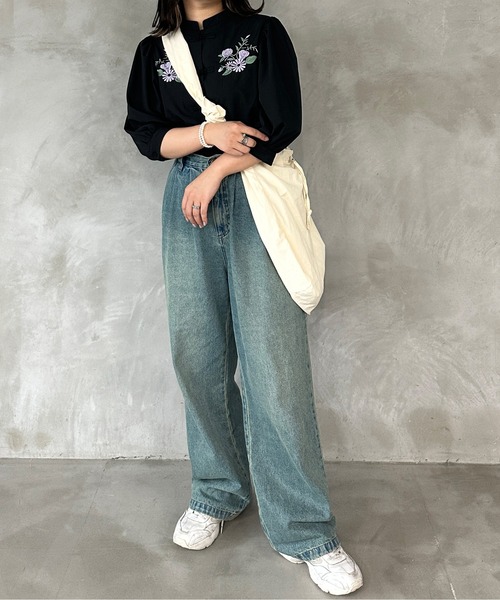 kutir（クティール）の「【新色ブラック系その他】刺繍チャイナブラウス（シャツ/ブラウス・レディース・ブラック/サックスブルー/オフホワイト/ブラック系その他・FREE）」の22枚目の写真