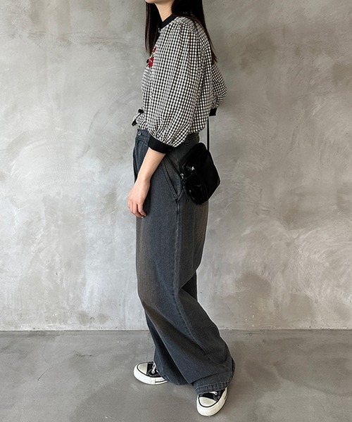 kutir（クティール）の「【新色ブラック系その他】刺繍チャイナブラウス（シャツ/ブラウス・レディース・ブラック/サックスブルー/オフホワイト/ブラック系その他・FREE）」の8枚目の写真